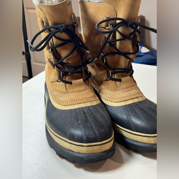 Size 10 Sorel Caribou Fleece Lined Men’s Waterproof Leather Boot Winter Warm - Picture 7 of 15